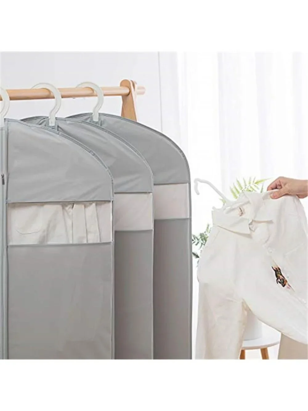 Garment Bags Travel Hanging Clothes Suit Bag Set of 2 Gray 50 Inch Zipper